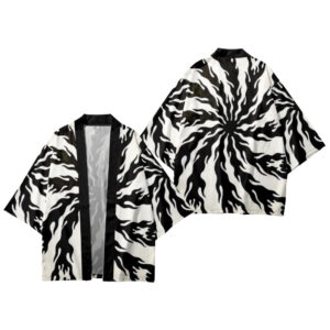Haori Llamas Blanco y Negro