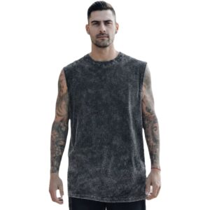 Musculosa Oversize al corte Acid Wash Gris