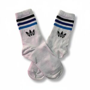 Medias blancas con 3 líneas neg. az. y cel. Adidas