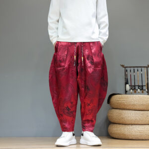 Pantalon Ryū Brocado Rojo