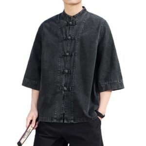 Chaqueta de jean lisa oriental Negra