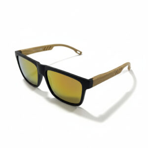 Gafas Cuadradas Unisex Marco Negro Patillas estilo bambú Lente Amarillo